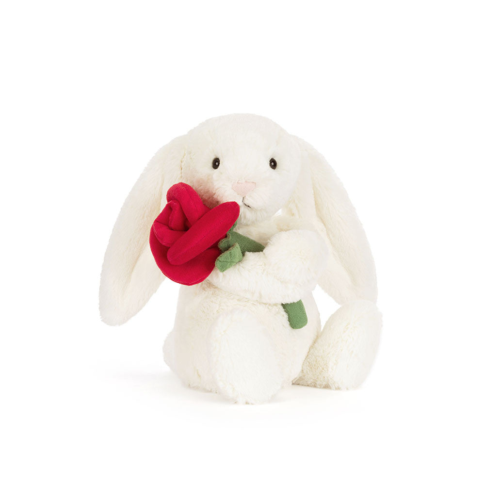 Cream Bunny with Rose premium soft stuffed bunny curated by Nimori Toys